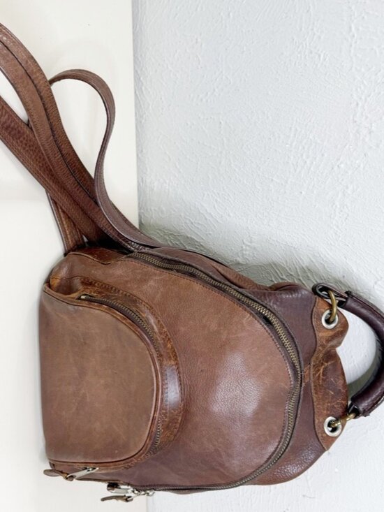 VTG Bruce Alan America Leather Backpack Quality Leather Brown. -see Descrip GUC